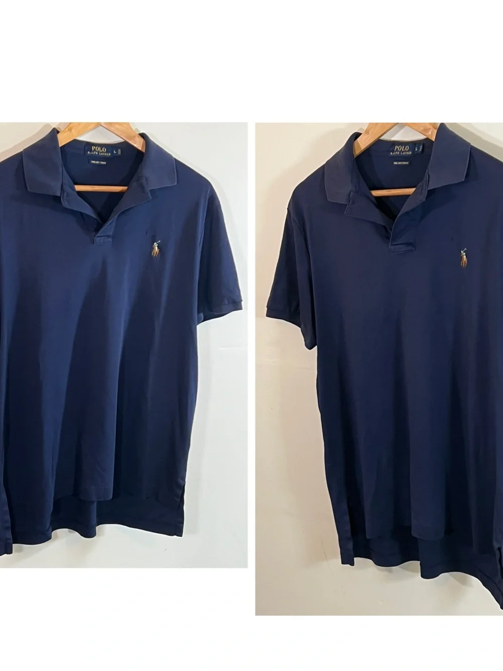 Polo Ralph Lauren Mens Large Polo Shirt Lot of 3 Pony Logo Gray Navy White